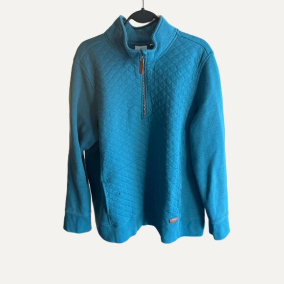 L.L.Bean Women’s Quilted Quarter-Zip Pullover – Teal Blue – Size 2X - Picture 2 of 4